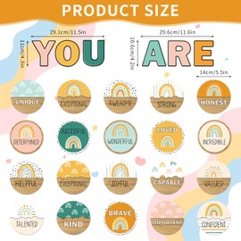 FYSUIMU 26Pcs Modern Boho Affirmation Station Bulletin Board Set Colorful Rainbow Motivational Poster Positive Affirmation Cutout for Classroom Home Decor