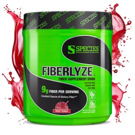 Species Nutrition Fiberlyze Fiber Supplement, Psyllium Based Soluble & Insoluble Fiber Powder for Healthy Colon, Digestive Functions (Fruit Punch, 30 Servings)