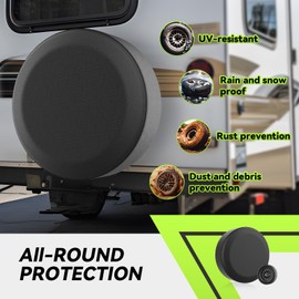 RVMATE RV Tire Cover Fits 28" Diameter Tire, Waterproof Anti-UV Black Spare Tire Cover for Truck/Trailer/SUV/Jeep, RMSTC28