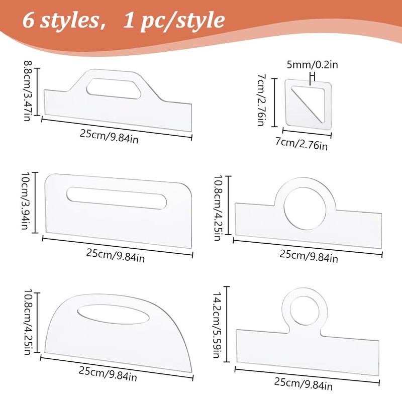 INFUNLY 6pcs Charcuterie Board Template Acrylic Router Template Large Handle