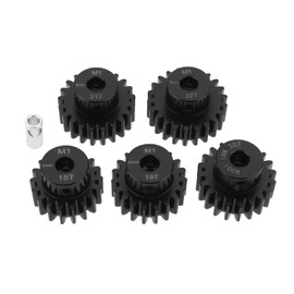 SG Store 5Pcs Mod 1 M1 Pinion Gear 5mm Bore Hardened Steel Motor Gear 18T 19T 20T 21T 22T with 5mm to 3.175mm Shaft Coupler for Rc Car Brushed Brushless Motor