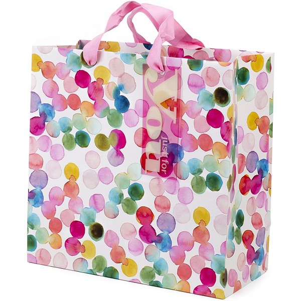 Hallmark 10" Large Square Gift Bag (Watercolor Dots, Just for You) for Birthdays, Mothers Day, Easter, Graduations, Retirements and More