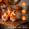 JOIONE Fall Flameless Glass Candles, 3 Pack Maple Leaf LED