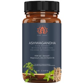 Ashwagandha Very High Potency, Adaptogen and Nootropic with KSM-66 + Sensoril (15-20% Withanolides), Deep Sleep, Wellness, Energy, Concentration, 2 Months, Combination of 2 Powerful Ashwagandhas