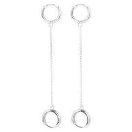 BSLVWG Pair of Double Hoop Earrings for Women Girls 925 Sterling Silver Small Huggie Dangle Chain Drop Second Hole Helix Post Multiple Stud Earrings Lobe Piercing Cuff Cartilage Men Jewellery Punk,