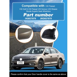 CZShiYue Car Front Left Exterior Door Handle Lock Cover Fit ForVW Golf 6 Passat Scirocco Sharan Skoda Superb Seat Alhambra 1K8837879 5KD837879 Door Handle Cover Black