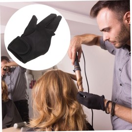 HONMEET Heat Resistant Finger Gloves for Hairdressing 3 Fingers Insulative Mitts for Salon and Home Use Prevent Burns Black