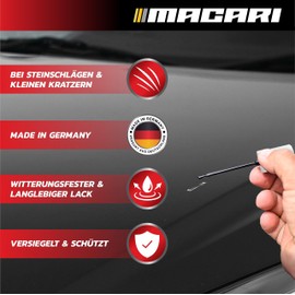 Macari 12 ml Lackstift Schwarz Glänzend. Lacktupfer Auto Lackstift Retuschierstift zur Kratzerreparatur. Autolack Kratzer entfernen sowie Ausbesserung von Steinschlägen. RAL 9005