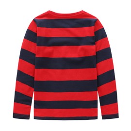Toddler Boys Long Sleeve Tshirts for Boys Girls Cotton Striped Shirts Kids Casual Crew Neck Tees Red Striped 2T