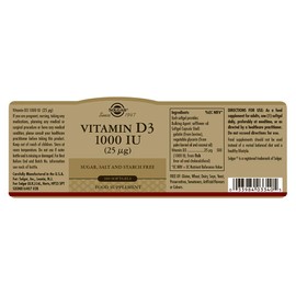 Solgar Vitamin D3 (Cholecalciferol) 25 mcg (1000 IU), 100 Softgels - Helps Maintain Healthy Bones & Teeth - Immune System Support - Non-GMO, Gluten Free, Dairy Free - 100 Servings