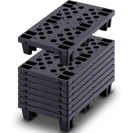 Singhoow 8 Pcs Lightweight Plastic Pallets Nestable Moisture Proof Floor Pallet with Breathable Grids for Sale Shop Restaurant Supermarket Garage Warehouse Basement Storage (19.7 x 11.8 x 3.9 Inch)