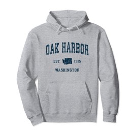 Oak Harbor Washington WA Vintage Sports Design Navy Print Pullover Hoodie