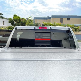Xinghe for 2016-2023 Toyot@ Tacoma, Rear Middle Window American Flag Decals for Truck, Back Sliding Window Decal, Matte Black USA Flag Decal for Truck Back Window, Waterproof Vinyl, Durable and Easy