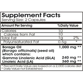 Borage Oil Concentrate Emulsified Dry 1000mg // 100 Capsules // Pure // by PureControl Supplements