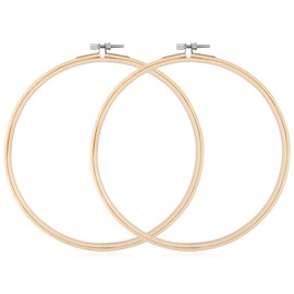 2 Pack Embroidery Hoops, KISSBUTY 7.9 inch/ 20cm Bamboo Embroidery Hoop Round Bamboo Circle Cross Stitch Hoop Ring for Art Craft Handy Sewing (2)