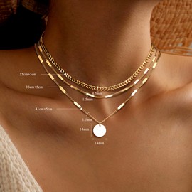 Finrezio 3PCS 14K Gold Plated Layering Necklaces for Women Herringbone Necklace Dainty Gold Necklace Set Snake Chain, Cuban Link, Herringbone Chain Twist Layered Chains Gold Chain Choker Necklaces Silver Layered Necklaces