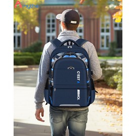 Amythe Schulrucksack Jungen Teenager - Wasserdichter Schulranzen - Leicht & Modisch Ergonomisches Design -Daypack Groß Kinderrucksack Ideal für Schule & Reisen (Blau)