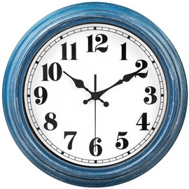 JENLYSTIME 12 Inch Retro Wall Clock Silent Non Ticking Battery Operated Movement Easy to Read Wall Clocks Decorate for Bedroom Living Room Kitchen Office(Blue)