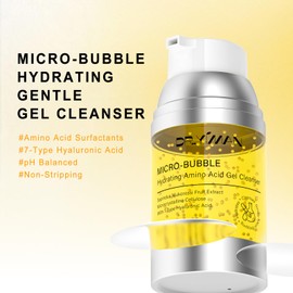 DR.YIMAN MICRO-BUBBLE Amino Acid Gel Cleanser - 2-in-1 Makeup Remover & Daily Face Wash with 7-Type Hyaluronic Acid, Gentle Hydrating Foam for Sensitive Skin, Non-Drying Daily Face Wash, 4.23 fl oz