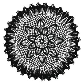 BIBITIME 22 inches - 24 inches Lace Doilies Crochet Bohemia Lotus Flower Round Tablecloth Placemat Table Bedroom Dresser Decoration (1PC, Black)