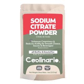 Coolinario Sodium Citrate Powder (4 Oz) pH Buffer & Emulsifier for Smooth Cheese, Sauces & Beverages | Enhances Creaminess & Reduces Acidity | for Molecular Gastronomy & Food Processing | Food Grade