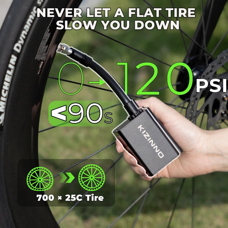 Tiny Electric Bike Pump, 120g，Max 120PSI