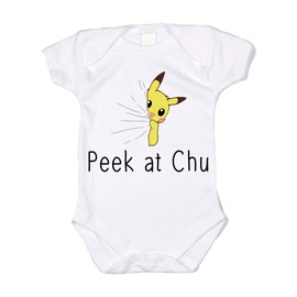 Dittoxpression Peek at Chu Unisex Baby Bodysuit (0-3 MO) White