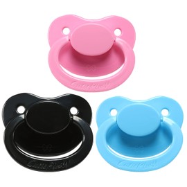 CutiePlusU Chupete de tamaño adulto para adulto, escudo grande, paquete de 3 (rosa, azul, negro)