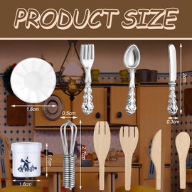 37 Pieces 1:12 Scale Miniatures Dollhouse Kitchen Accessories Include 16 Mini Doll Plates Knife Fork Spoon, 6 Mini Egg Beater Utensil, 15 Mini Tea Cup Set for Doll Toy Supplies (Blue Porcelain)