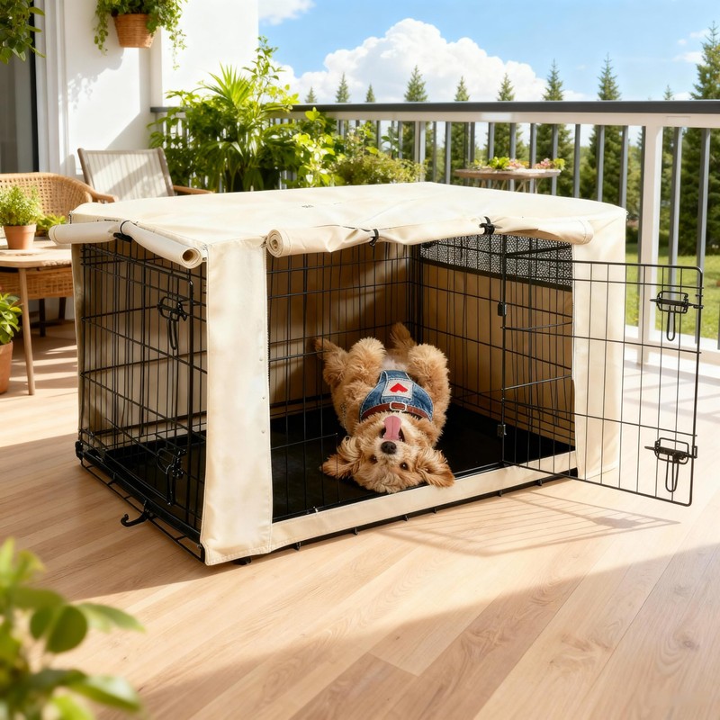HiCaptain 24-Inch Dog Crate Cover with Mesh, Waterproof Kennel Cover,