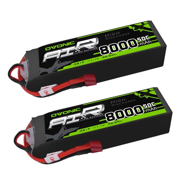 Ovonic 11.1V 50C 8000mAh Lipo Battery with Deans T Plug for RC Airplane Helicopter Car Truck Boat (2 Packs)