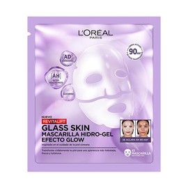 L'Oréal Paris Revitalift Ácido Hialurónico, Glass Skin Mascarilla de Hidrogel con Centella Asiática, Efecto glow en 90 Minutos, Hidratación Profunda y