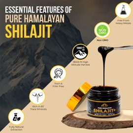 Vital Hill Premium Himalayan Shilajit Resin for Men and Women, 500mg Organic Maximum Potency, U.S.A Lab Tested for Purity | Supports Brain Function, Energy and Focus (50g -100 Servings)