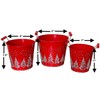 Red Tin Buckets W Pine Trees Set of 3 Christmas