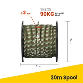 Brotree 2mm Paracord 3 Strands 30M 100% Nylon Rope Parachute Cord for Outdoor, Craft, DIY - 90kg Breaking Load (Olive Green Camo)