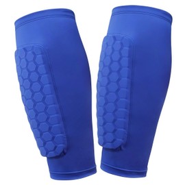 Comfort Fit Sports Shin Pads,1 Pair Shin Pads Soccer Sleeves with Impact Absorption,Calf Compression Sleeve with Honeycomb (blue)
