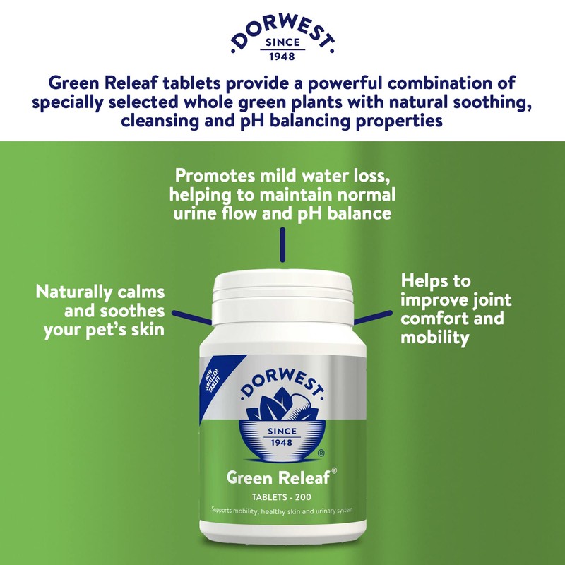 Dorwest Green Releaf Tablets, 200 Tablets, Natural Supplements for Dogs