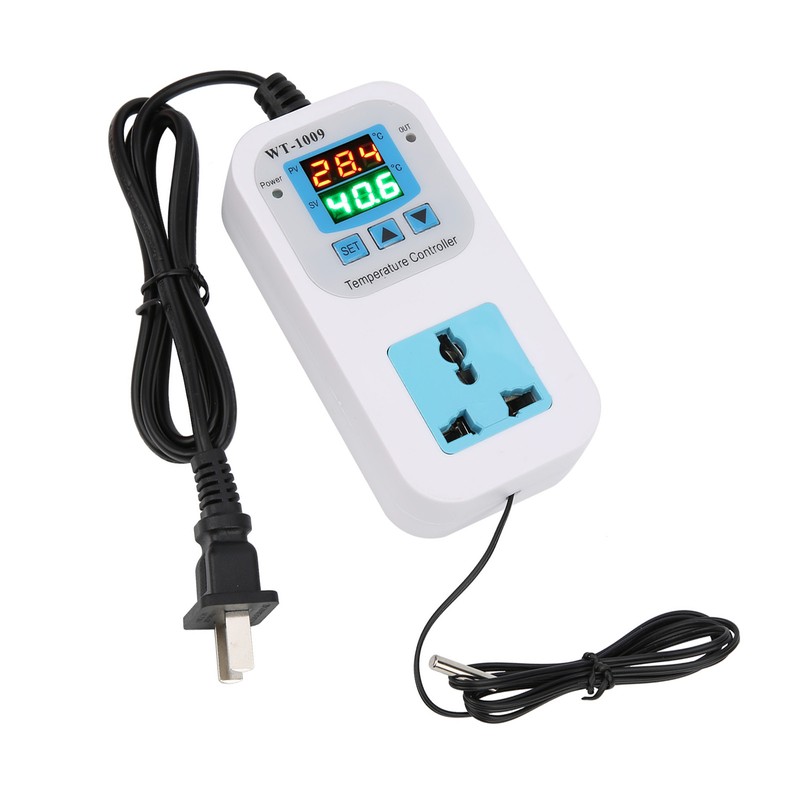 Temperature Controller Digital Dual Display Electronic Control Socket 10A WT‑1009