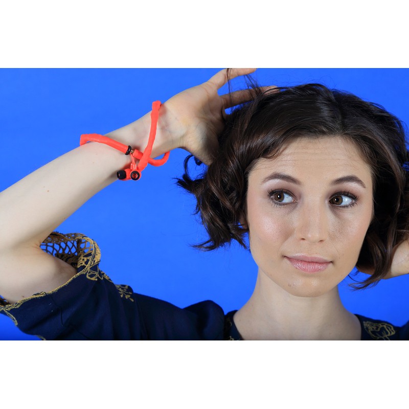 CordCruncher EBMCBLGY00GRAY Tangle Free Earbuds with Microphone, Gun Metal Gray