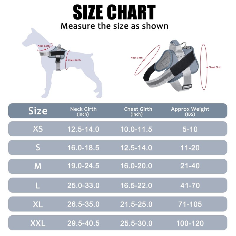 Bolux Dog Harness, No-Pull Reflective Dog Vest, Breathable Adjustable Pet