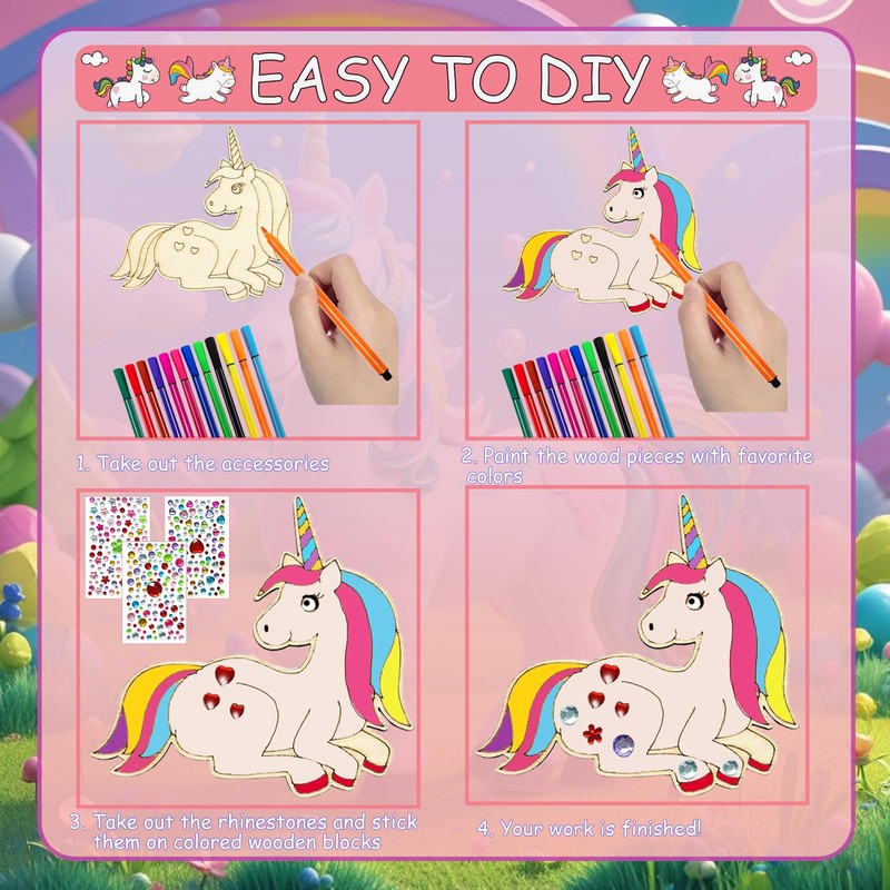 FZYESNO Wooden Craft Sets for Children (Unicorn)
