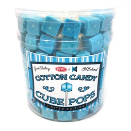 Hard Candy Cube Lollipop Suckers: Individually Wrapped Flavored Sucker Pack by Espeez - Old Fashioned Square Party Pops in Bulk - Cotton Candy, 100 Count