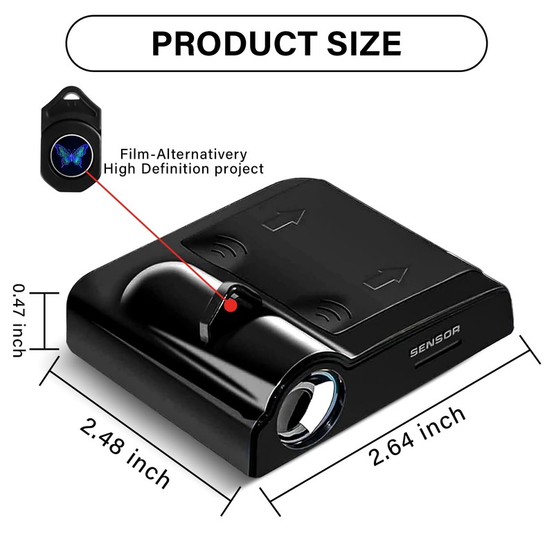 Car Door Lights Projector, 2PCS Butterfly Car Door Projector Lights