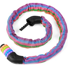 Sportneer Bicycle Lock Combination Lock with Numbers and High Security Level Chain Locks Bicycle 5-Digit Resettable Wheel Barrier with Chain Made of Hardened Steel 6 mm x 100/110/120 cm