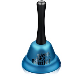 Blue Metal Hand Bell - 5.3 Inch Loud Classroom Bell for Schools, Offices, Hotels