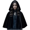 Joukavor Medieval Velvet Cape with Hood Women Short Renaissance Hooded