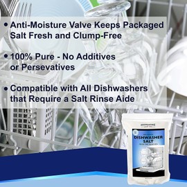 Aromasong Dishwasher Salt 19 LB - 100% Natural Water Softening Agent for Cleaner Dishes & Washer Reactivation Compatible with Bosch, Miele, Whirlpool, Thermador and More (packaging may vary)