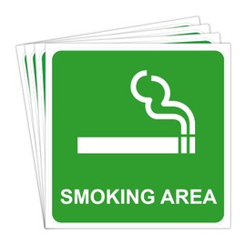 dealzEpic - Smoking Area Sign Decal - Self Adhesive Peel and Stick Waterproof Warning Vinyl Sticker - 3.94x3.94 inches | Pack of 4