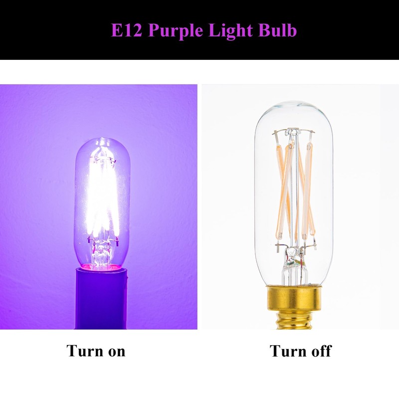 Beonllay Small Base Purple Light Bulb E12 Colored Chandelier Light