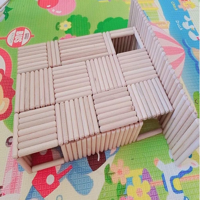 Mgoodoo 100PCS Wooden Dowels，6x30mm Wooden Dowel Pins Hardwood Rods，Solid Hard